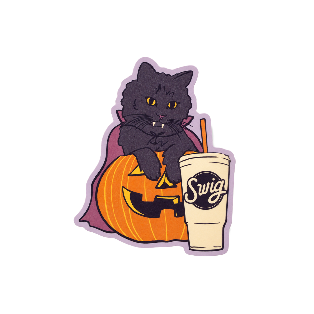 Glow in the dark black cat sticker.