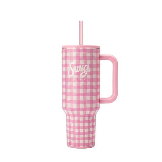Pink Gingham Tumbler